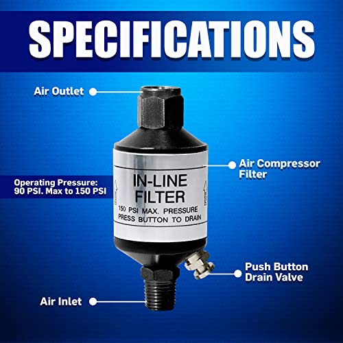 thumbnail image 2 of Air Compressor Water Separator Compressed Air Dryer With Drain Valve 2 of 10