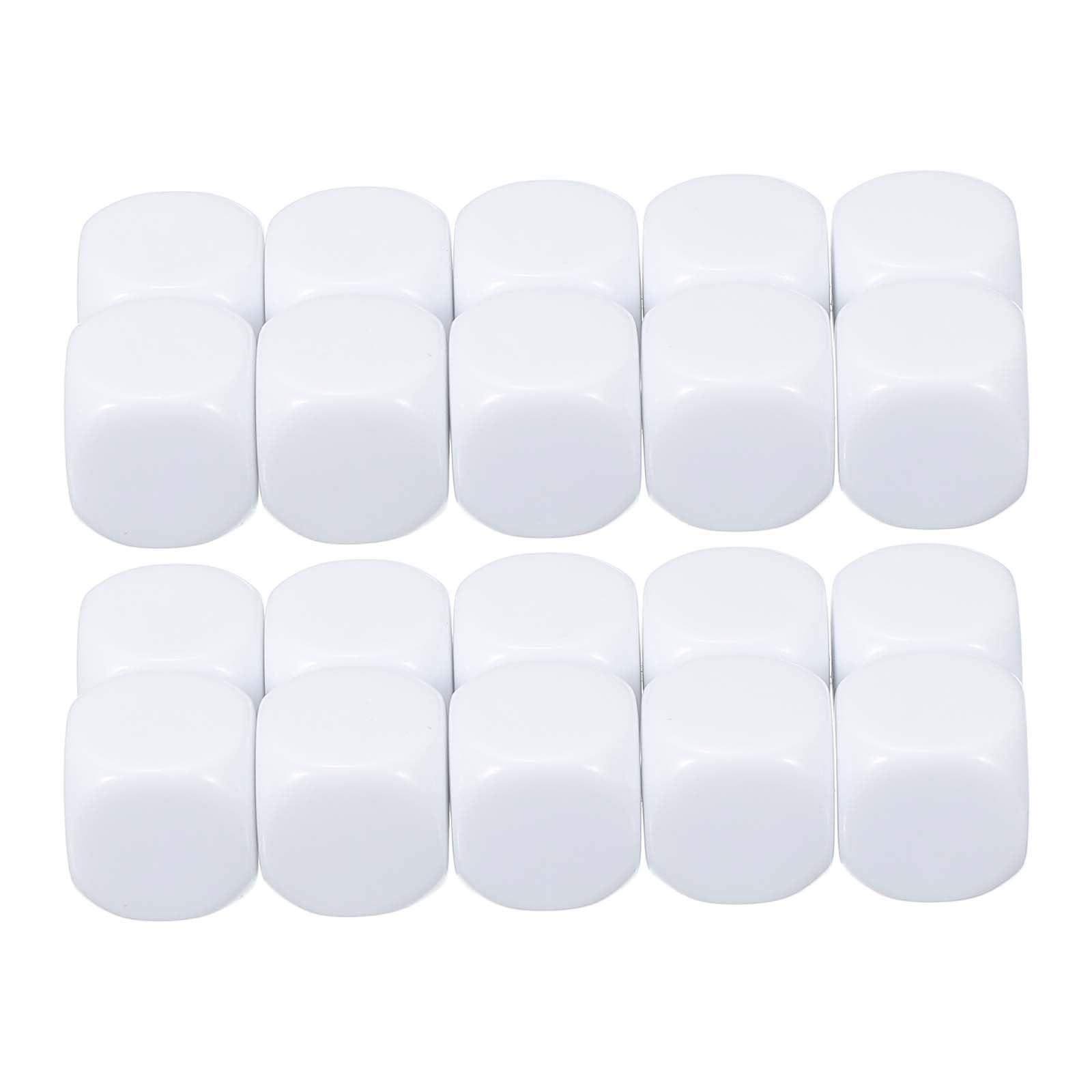 PATIKIL 16 mm Acrylic Dice Blank, 100 Pcs Standard Game Dice Rounded Corner with Smoothed Surface Six Sided for Board Games Teaching, White