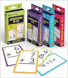 Carson Dellosa Math Flash Cards for Kids Ages 4-8, Addition, Subtraction, Division & Multiplication Flash Cards for Kindergarten, 1st, 2nd, 3rd, 4th, 5th & 6th Grade (216 Cards)