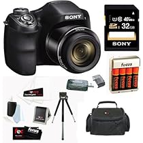 Sony Cyber-shot DSC-H300/B Compact Zoom Digital Camera in Black + Sony 32GB Class 10 Secure Digital Memory Card + Carrying Case + 4 AA Rechargeable Batteries w/ Charger + Accessory Kit