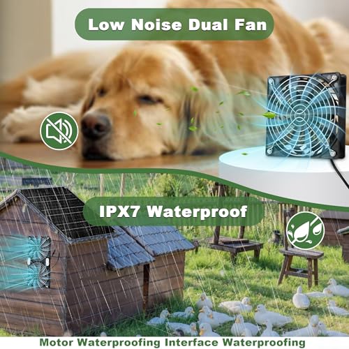 Solar Fan, 30W Solar Powered Fan, Solar Panel Fan Kit, IPX7 Waterproof Fans Exhaust Intake Mounting for Outside Greenhouse Shed Chicken Coop