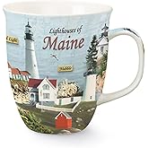 Cape Shore Harbor Coffee Tea Mug Cup - Lighthouses of Maine Gifts for Birthday Christmas, 15 Oz