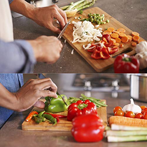 Cutting Board, Homever 3-Piece Bamboo Cutting Board Set PLUS Hanging Basket - Anti-bacterial Organic Chopping Boards with A Stainless Steel Storage Wire Basket Holder