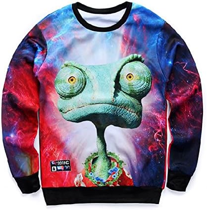 Mens Womens 3d Funny Galaxy Chameleon Print Hoodies Sweatshirt Jumper Pullover (Medium)
