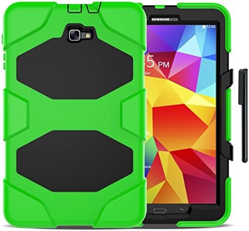 Samsung Galaxy Tab A 10.1 Case(SM-T580),3in1 Slim Heavy Duty Shockproof Hybrid Rugged Three Layer High Impact Resistant Body Protective Cover with Screen Protector + Stylus Pen - Light Green