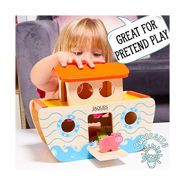 Jaques of London | Wooden Noahs Ark Toy Playset | Wooden Toys for 1 2 3 year Olds | Shape Sorter | Baby Toddler Toy