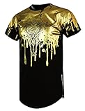 SCREENSHOT Screenshotbrand Mens Hipster Hip-Hop Premiun Tees - Stylish Longline Latest Fashion T-Shirts - Foil Print - Black - Small