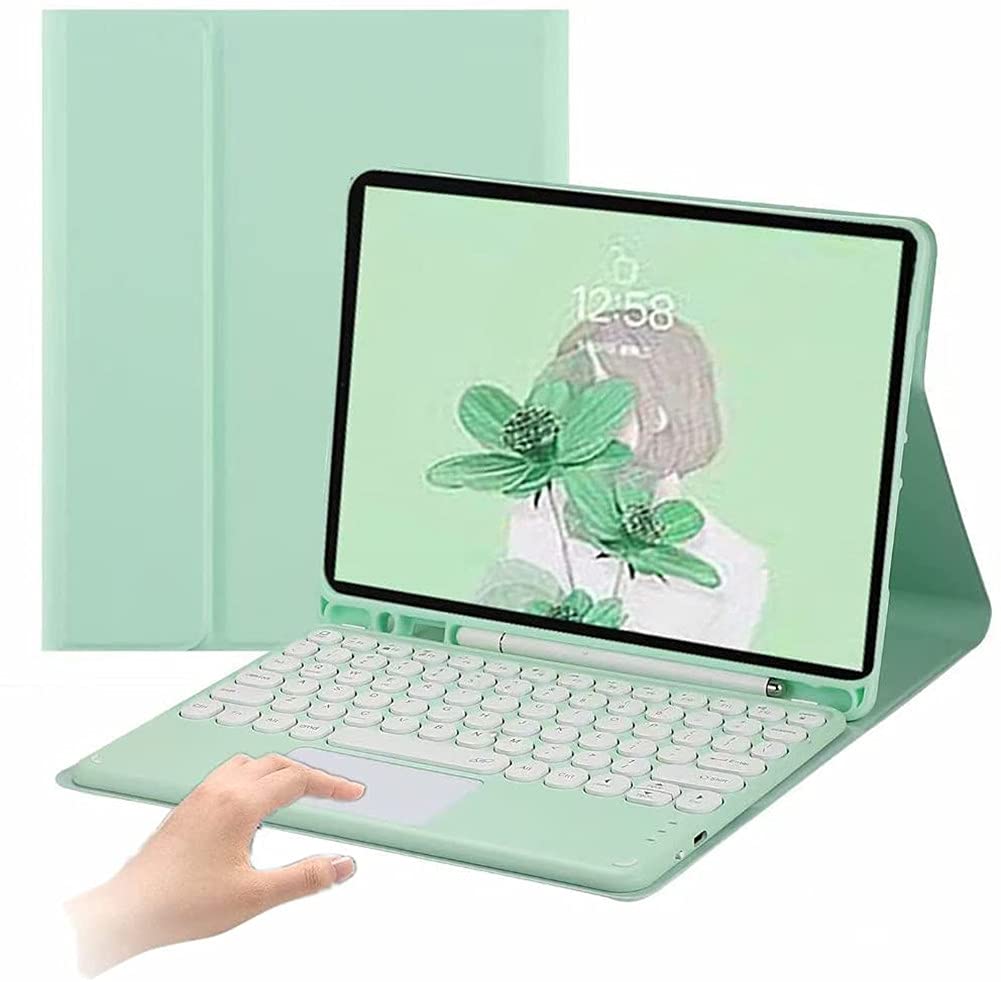 PboyiqiS Keyboard Case for iPad Air 11inch (M3 2025/M2 2024)/Air 5 /Air 4, Touchpad Detachable Keyboard Case with Pencil Holder, Slim Folio Cover for iPad Air 7th/6th/5th/4th Gen, Mint Green — image 1