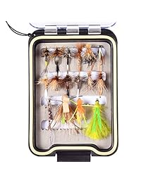 Kit de moscas de pesca FISHINGSIR   64 100 110 120 piezas hechas a mano de moscas de pesca   moscas secas húmedas, aireador, ninfa, esmerger con caja de mosca impermeable