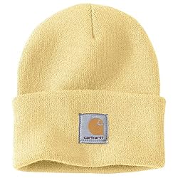 Carhartt mens Knit Cuffed Beanie Hat, Pale Sun, One