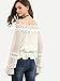 SheIn Women's Off The Shoulder Crochet Long Sleeve Blouse - White Large