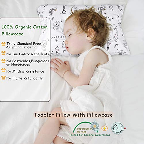 image for Aisawate Kids Pillows with Pillowcase,Soft Organic Cotton Toddler Chil