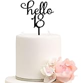 Acrylic Black Hello 18 Cake Topper, Happy 18th Birthday Cake Topper- Cheers to 18 Years,18th Anniversary Party Decoration for Boys and Girls, Eighteen Birthday Selected Cake Decoration