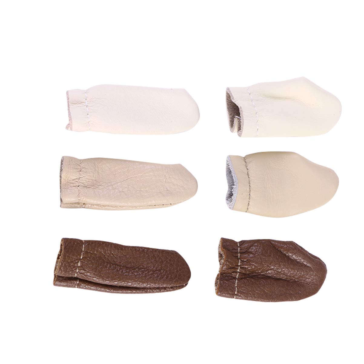 Artibetter 6PCS Needle Felting Leather Finger Protector Knitting Thumb Index Finger Thimble Finger Guards for Wool Felting,Random Color