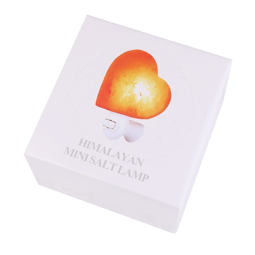 Niubity Salt Lamp,3D Heart Himalayan Pink Natural Crystal Salt Night Light with UL-Approved Wall Plug for Air Purifying, Lighting and Decoration