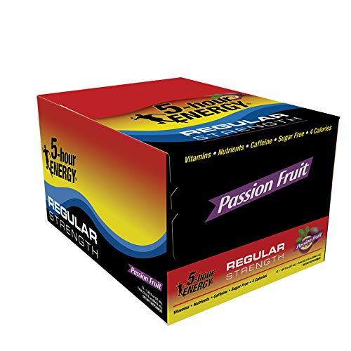 5 Hour ENERGY Shot, Regular Strength Passion Fruit, 1.93 Ounce, 24 Count