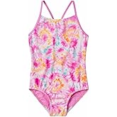 Speedo Girls Thin Strap One Piece Swimsuit (as1, Alpha, s, Regular, Watercolor Pink)