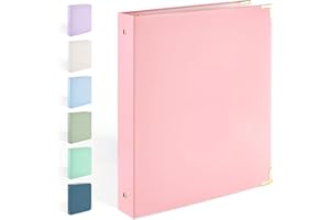 Sooez 3 Ring Binder with Metal Corners, Cute 1 Inch Binders Fits 175 Sheets of Paperwork, Three Ring Recipe Binder with Pocket for Women School Home Office Supplies, Letter Size 8.5" x 11", Pink