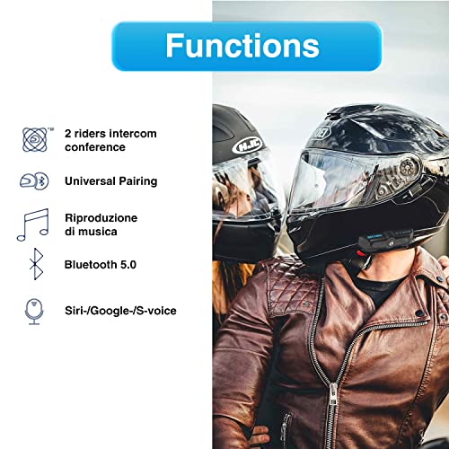 SCSETC S-7EVO Motorcycle Helmet Bluetooth 5.0 Headset 200m 2 Riders Intercom, Bluetooth Motorcycle Headset with CVC Noise Cancellation, Helmet Bluetooth Headset with Waterproof/Handsfree/Voice Control