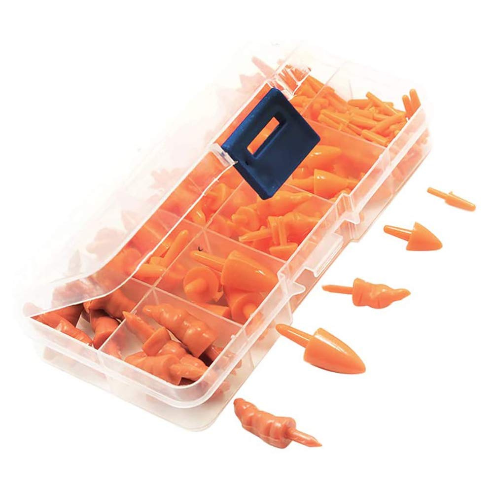 POFET 160pcs Plastic Long Safety Noses for Christmas Snowman, Miniature Orange Resin Carrot Noses for Crafting, Creating and Embellishing
