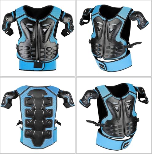 Fansport Pack of 5 Motorcycle Protective Jackets, Children's Motorcycle Armour with Knee Pads, Elbow Pads, Chest Armour, Racing, for Outdoor Sports - 4/6/8/10/12/14 Years