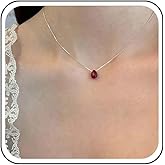 Erimberate Bohemian Ruby Teardrop Choker Necklace Red Crystal Oval Pendant Necklace Small Ruby Chain Necklace Red Ruby Oval Collar Necklace Jewelry for Women