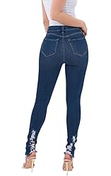 ZERMOM Women's Ripped Skinny Jeans Stretch Mid Rise