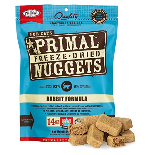 Primal Freeze Dried Cat Food Nuggets, 14 oz Rabbit Formula Raw Kitten