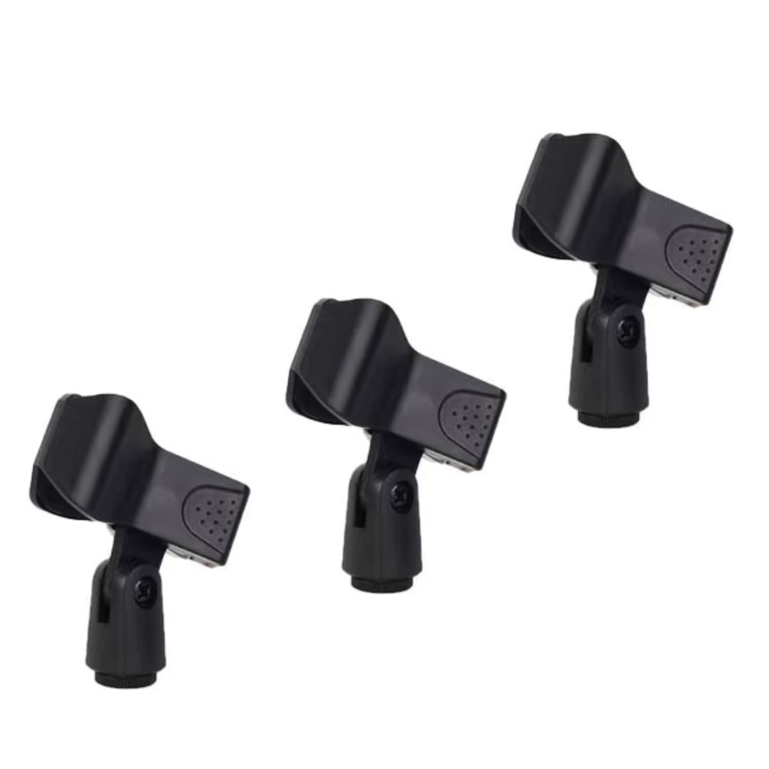 ZHjuju 3-Pack Universal Microphone Clip – Adjustable Spring Mic Holder with 180° Rotation, for Stands (25-46mm Clamp, 3/8" Thread, Black) – Secure Grip for Harp Mics, Kids & Adults