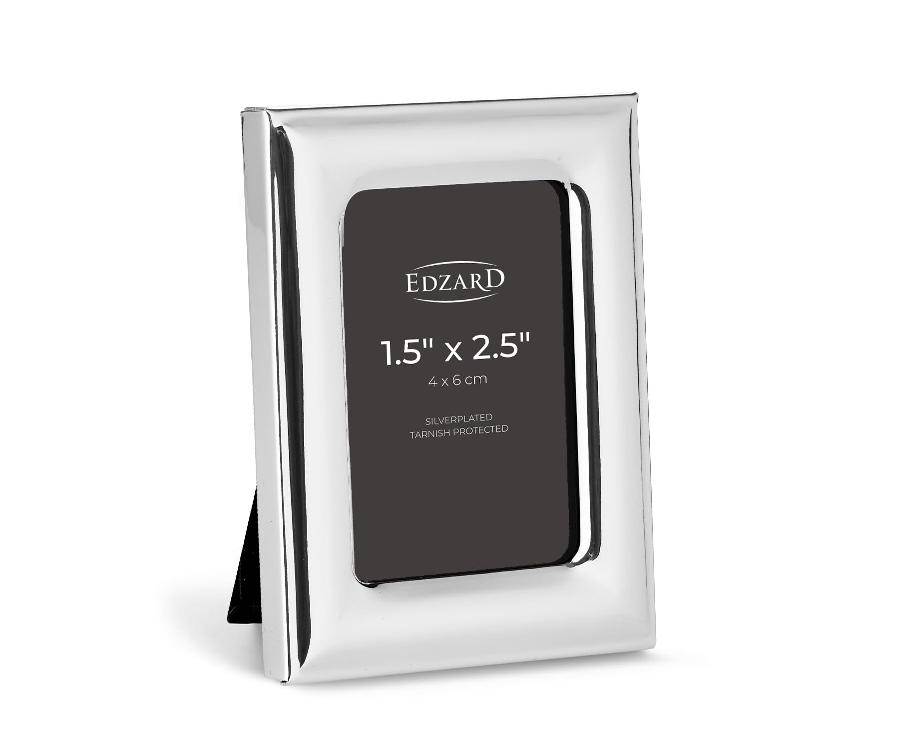 Edzard Set of 3 Silver Plated Photo Frames 1,5" x2,5 (4x6 cm) Adria, Non-Tarnishing, High Gloss Finish, Real Glass Front & Premium Velvet Back, Portrait Display