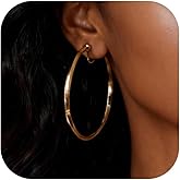 Clip On Earrings for Women Gold Hoop Large Non Piercing Trendy Statement Jewelry Holiday Gifts for Her