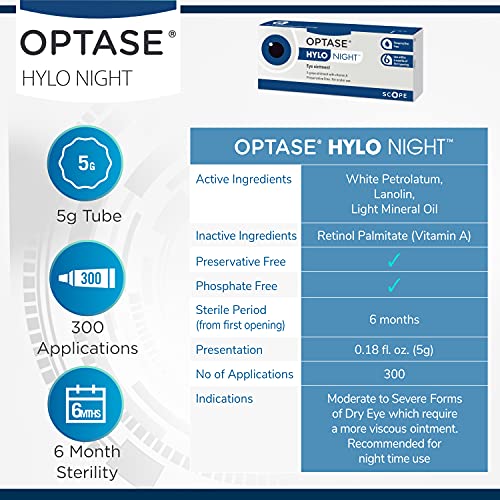Optase Hylo Night Dry Eye Ointment Nighttime Eye Gel for Dry Eyes