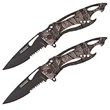 TAC Force TF-705FC Assisted Opening Tactical Folding Knife, Black Half-Serrated Blade, Fall Camo Handle, 4-1/2-Inch Closed, Fall Camo (2-Pack)