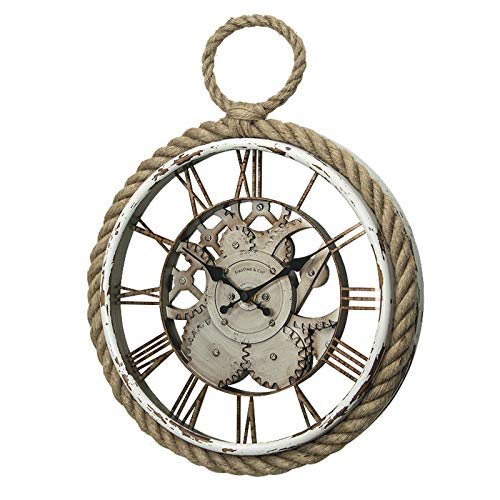 LIPENGWEI-Creative-Mediterranean-Style-Hemp-Rope-Wall-ClocksLiving-Room-Personality-Decoration-ClockRoman-Numerals-Glass-Case-Nordic-Circular-Clock-A-18-Inches-455-cm-in-Diameter