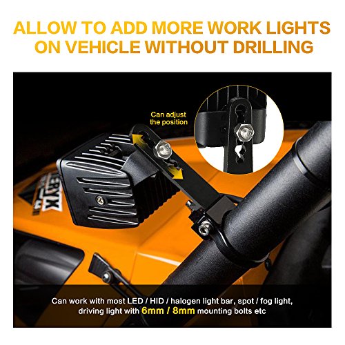 AUXMART Tube Clamps Mounting Brackets for LED light bar Work Lights Fog Lights Off Road Lights Fit 1" Bull Bar (1 Pair)