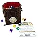 Third Die Dice Bag - Celtic Medal Series - Handcrafted, Reversible Drawstring Dice Bag That Stands Open On The Table and Closes Tight - Complex Knot Medallion - Rich Brown and Blood Red