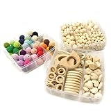DIY Nursing Jewelry Combination Package Crochet Beads Blending Natural Round Geometry Wooden Beads Wood Ring Creative Freedom