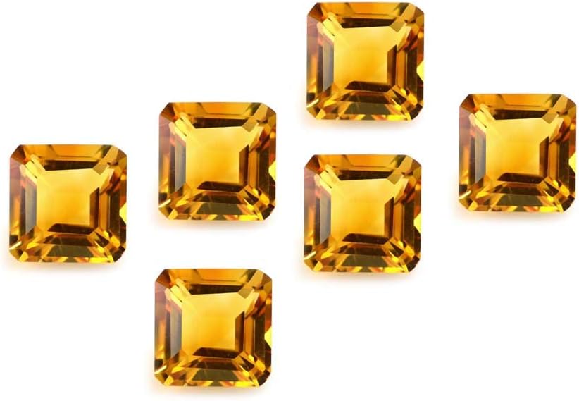 Natural Citrine Faceted Cut 7mm Square Octagon Gemstone, 10
