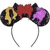 CLGIFT Halloween Minnie Ears, Orange Minnie Ears, Black Web Mickey Ears Headband, Halloween Minnie Costume, Jack (Hocus Pocus)
