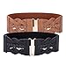 Women Black and Brown Retro Stretchy Wide Waist Belt 2 Pack Size L