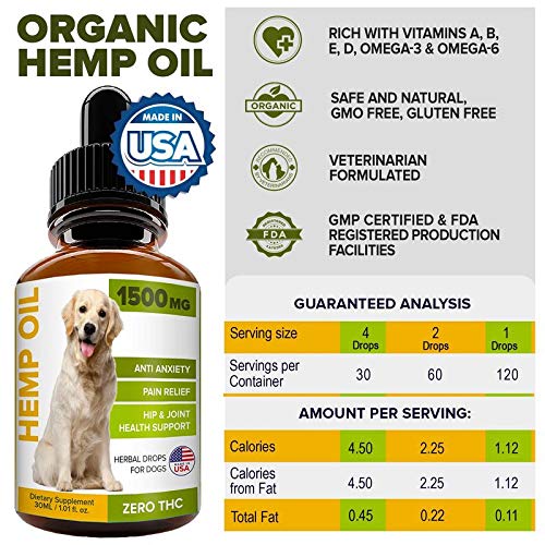 GOODGROWLIES Hemp Oil for Dogs Cats 1500MG Pet Hemp Oil USA Made Hemp Extract Anxiety