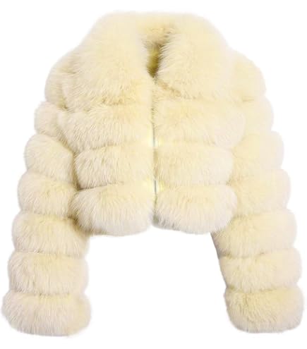Women Cropped Faux Fur Jacket Winter Y2K Hoodie Zip Up Coats Long