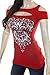 Bling Rhinestone Fleur De Lis Cold Shoulder Peekaboo Short Sleeve New Top