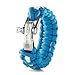 X-Plore Gear Paracord Bracelet Survival Kit For Men & Women | Adjustable Stainless Steel D Shackle Gear For Comfy Fit | For Emergencies, Travel, Hiking, Wilderness, Camping, Fishing (Blue & White)