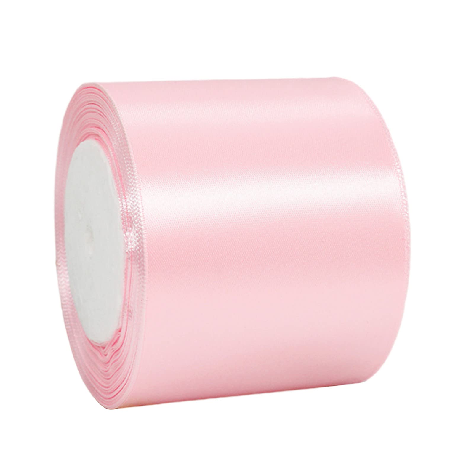 75mm Wide Baby Pink Ribbon Thick Wedding Car Ribbon 22m, 3 inch Thick Pastel Pink Satin Ribbon for Gift Wrapping Wedding Car Christmas Birthday Cake Hair Bow Florist Bouquet Crafts Decorations