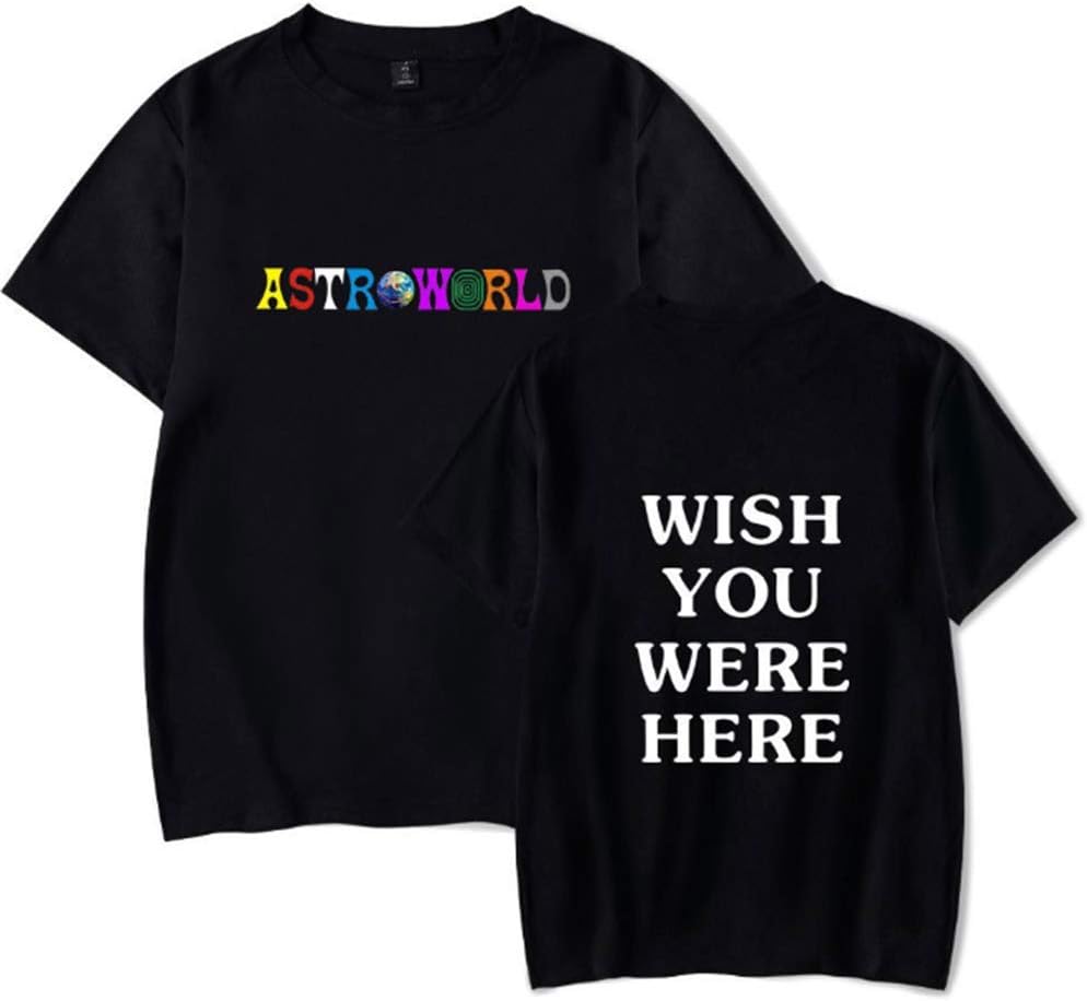 Men's Spring Summer Casual Crew Neck Short Sleeve Travis Scott Astroworld Print Regular Fit T-Shirt Tops