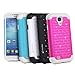 Fosmon HYBO-SD Series PC + Silicone Hybrid Bumper Bling Case for Samsung Galaxy S4 S IV / I9500 (Hot Pink/White)