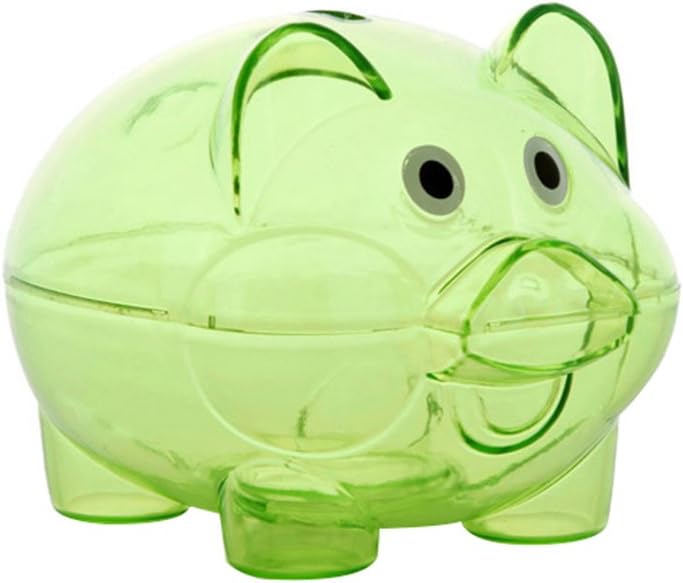HVdsyf Transparent Lovely Piggy Bank, Openable Plastic Coin Cash Money