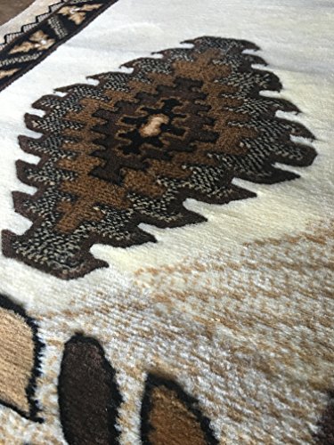 South West Native American Runner Area Rug Ivory Design D143 (2ft4in.X10ft11in.)