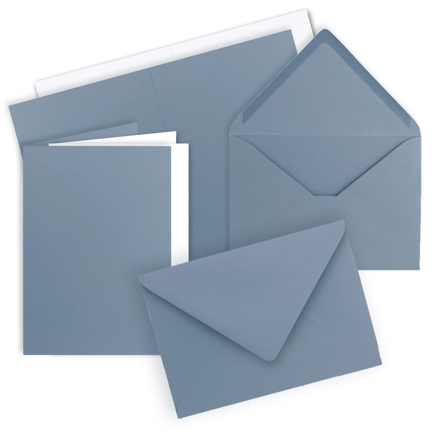 10x folding cards SET DIN A6 C6 with envelopes in grey-blue - including insert - 14.8 x 10.5 cm - Premium quality - FarbenFroh — image 1